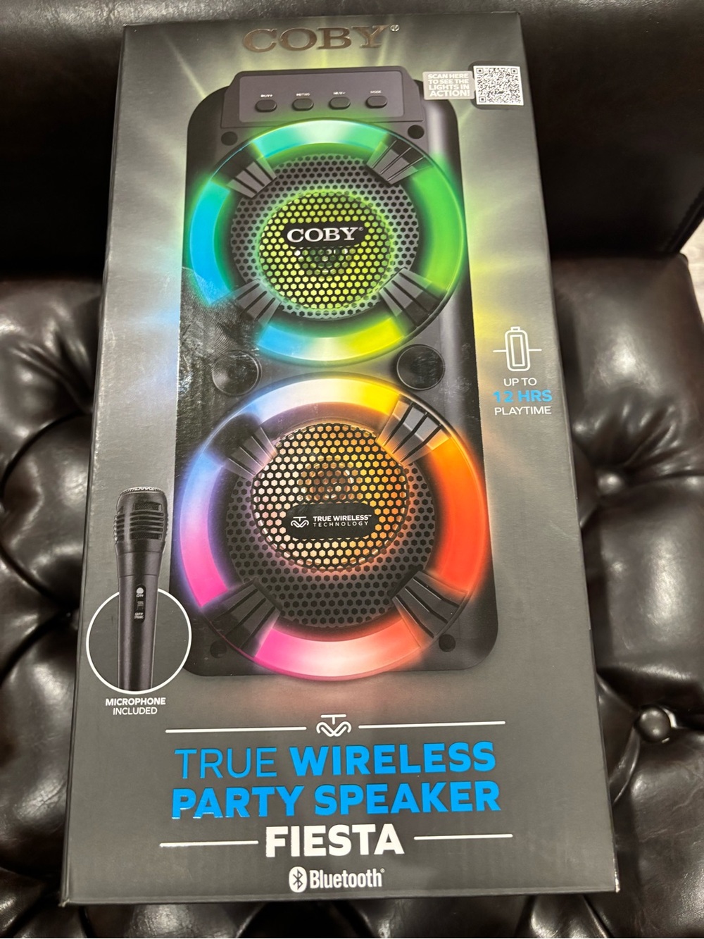 COBY Fiesta True Wireless Party Speaker - Black with Multi-Color LED